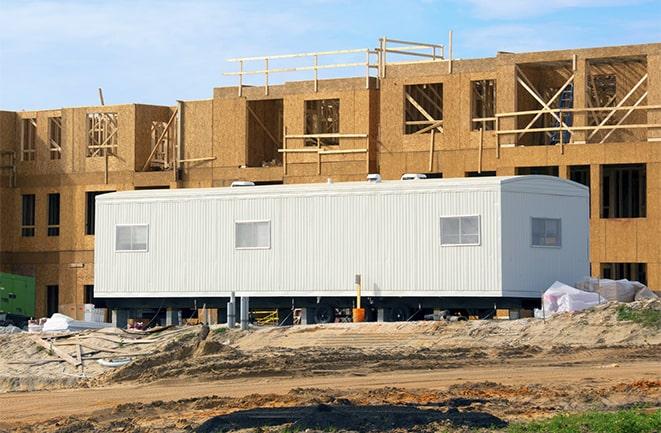 office trailers and equipment rental at a construction site in Millbrook IL